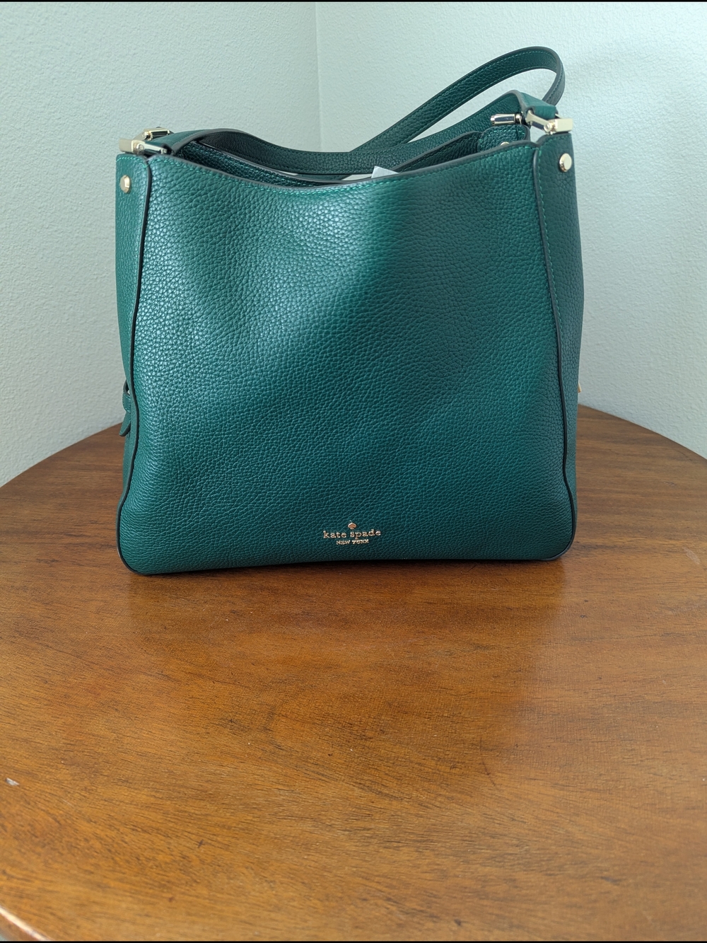 kate spade Teal Pebbled Leather Shoulder Bag with Gold Hardware